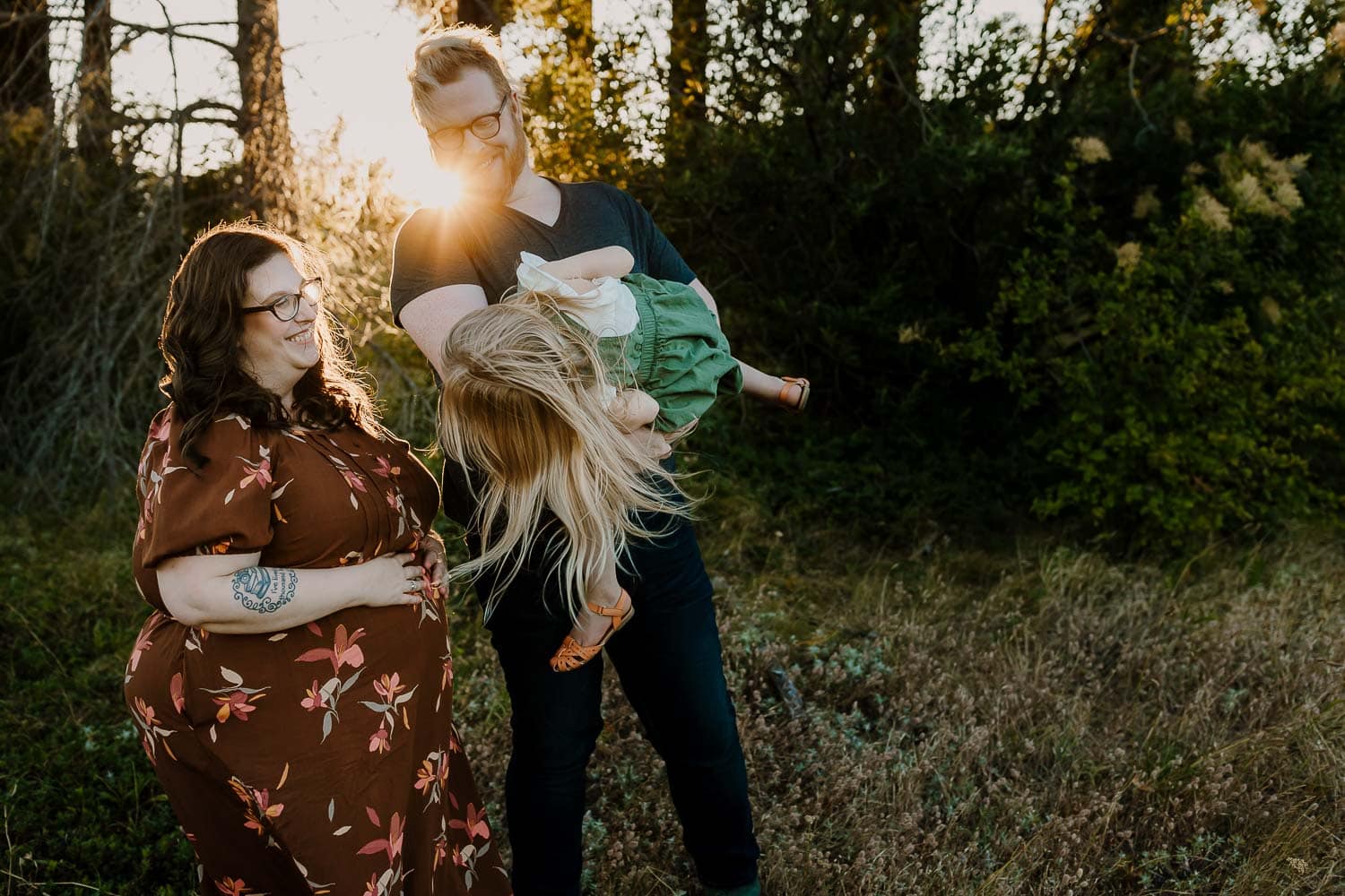 Fun maternity family photo in Portland Oregon