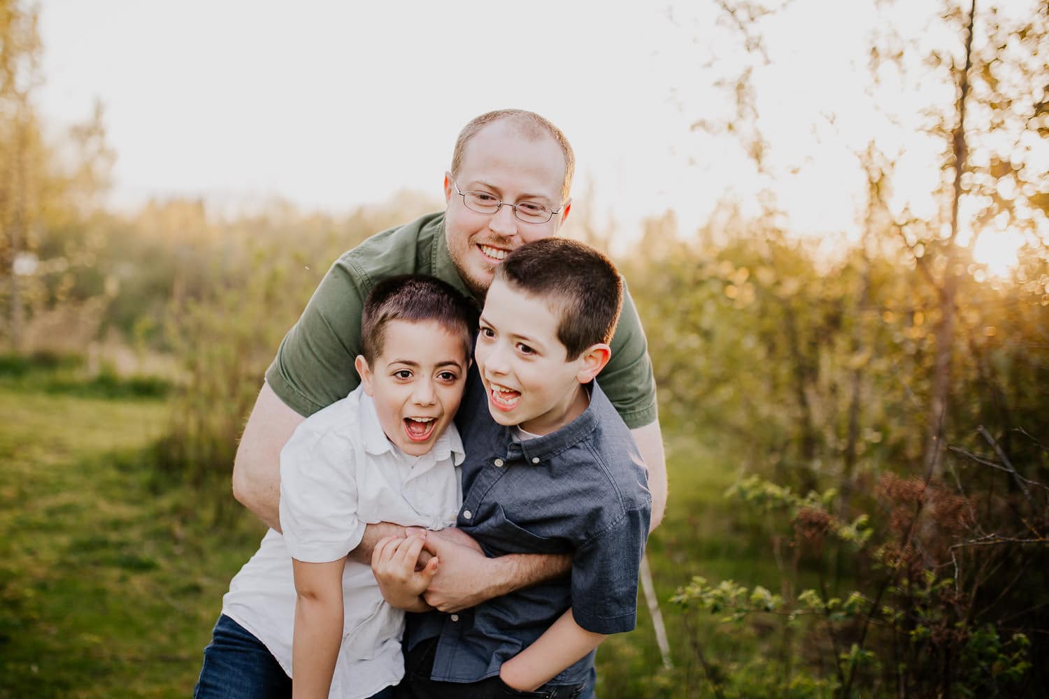Dad and sons having fun together - Portland Photographers