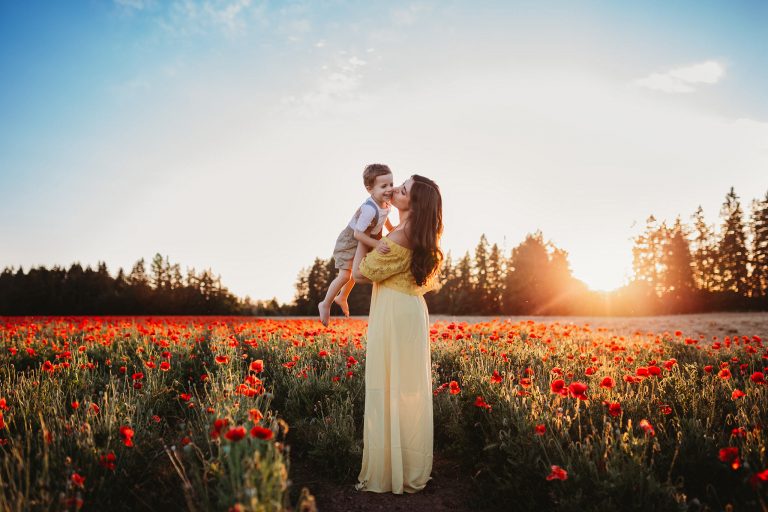 Mommy & Me in the Poppy Fields in Oregon