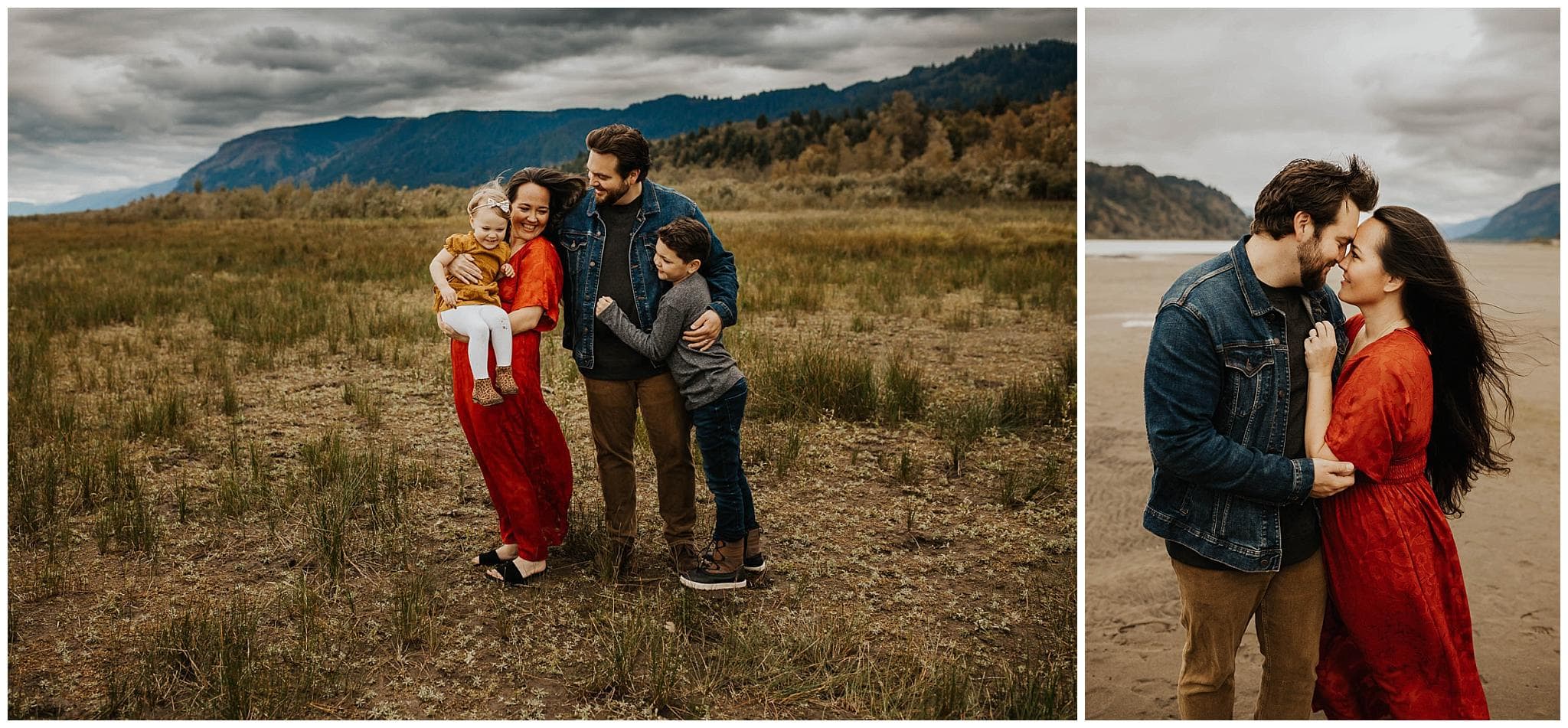 Collage of a family of four near Portland oregon