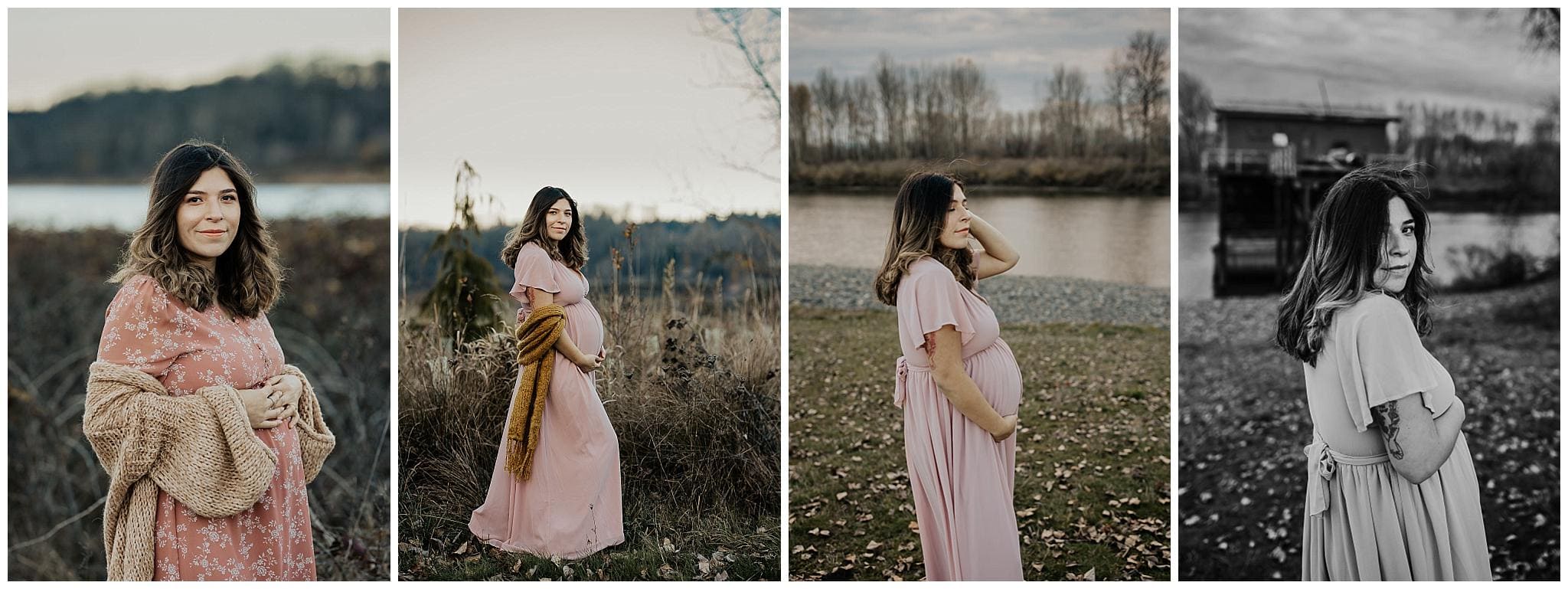 collage of 4 photos during Portland maternity session