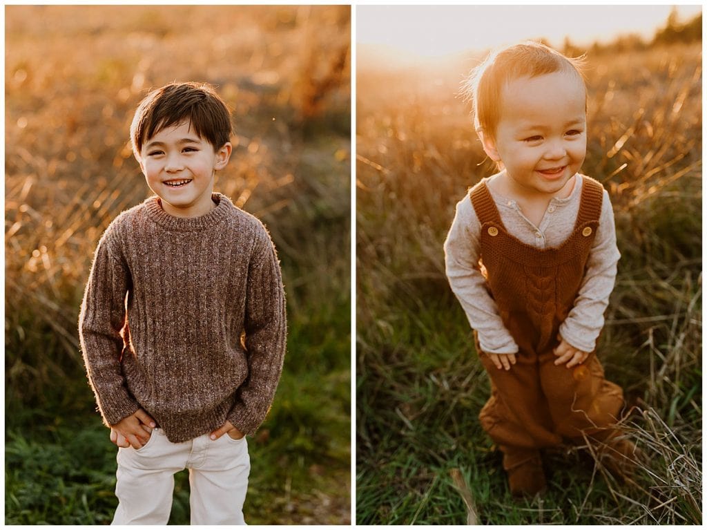 Portraits of young brothers laughing
