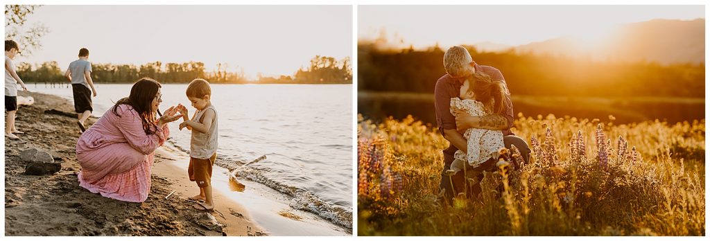 cuddly and fun sunset family photos in portland oregon